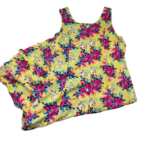 Koret 100% Rayon Feminine Floral Button Down Maxi Sundress Women's Size XL - Picture 1 of 8